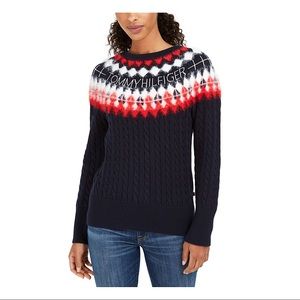 Tommy Hilfiger Navy, Red, and White Crew Neck Sweater